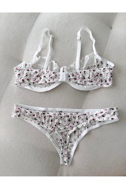 EDLİNGERİE Floral Reverie - Midnight Flora Lace Floral Bralet Set