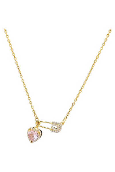 Black Season Luxury Pink Zircon Heart Pendant Necklace
