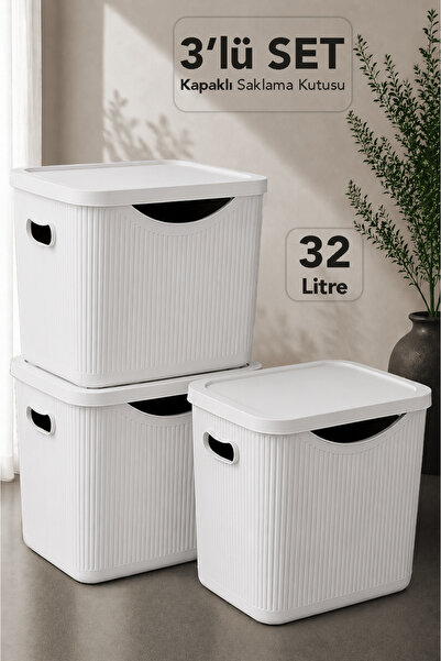Meleni Home 3-Piece Multi-Purpose Storage Box - Decorative In-Cabinet Organiz...