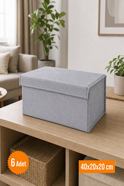 Emma Oliwia 6 Pieces Gray Covered Closet Organizer, Foldable Clothing Storage...
