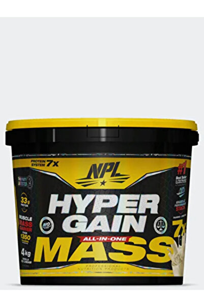 npl Hyper Gain Mass 4kg - Vanilla Ice Cream - 33g Protein Weight Gainer and M...