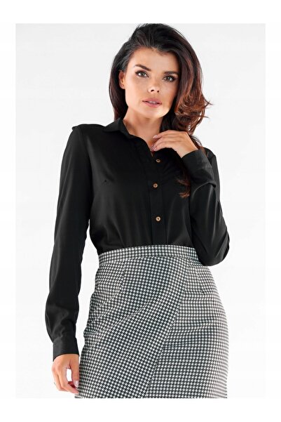 Awama Camasa clasica, Awama, M, Negru, viscoza naturala 100%, guler elegant s...