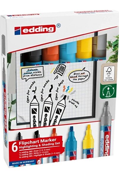 Edding Markere pentru flipchart cu efecte, 6 culori