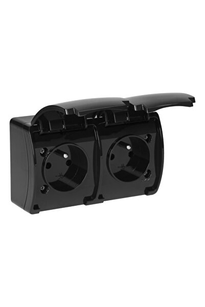 Orno Priza dubla 2x2P+cu AQUATIC, IP44, negru