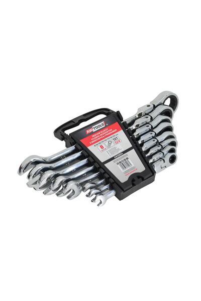 AwTools Set de chei fixe cu ochi, cu clichet, articulat, 8 piese. 8-22mm