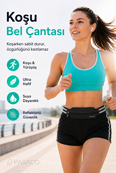 PASACO Koşu Spor Bel Çantası Reflektörlü Suya Dayanıklı Spor Telefon Tutucu A...