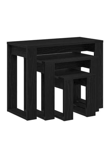vidaxl Mese în cuiburi 3 pcs Stejar Negru Lemn compozit
