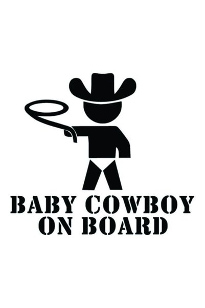 Fast Print E141 Baby Cowboy On Board Car Sticker 15X15 cm Black/White