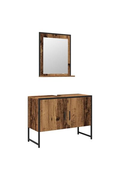 vidaxl Set mobilier de baie suspendat, 2 piese, maro, din lemn compozit
