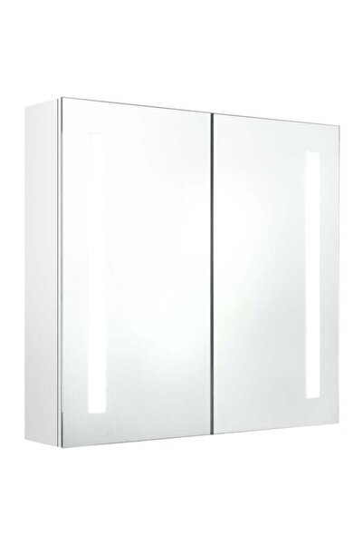 vidaxl Dulap de baie cu oglindă și LED alb lucios 62 x 14 x 60 cm