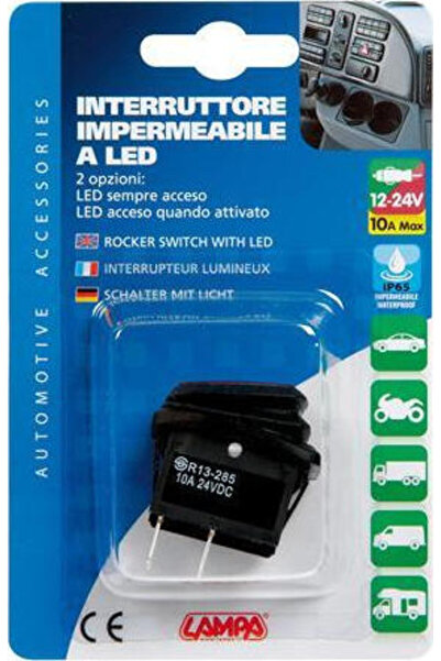 Lampa Διακόπτης Αυτοκινήτου On/Off 12V-24V Γενικής Χρήσης Κόκκινος
