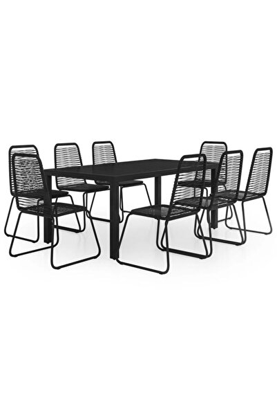 vidaxl Set mobilier de grădină, 9 piese, negru, ratan PVC