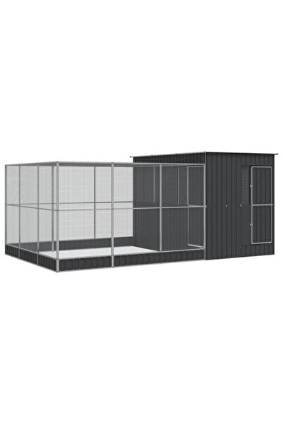 vidaxl Volieră pentru păsări cu extensie, argintie, 497 x 303 x 216 cm, oțel
