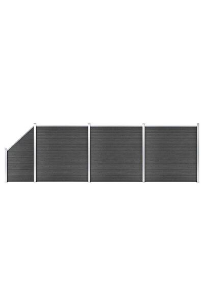 vidaxl Set de panouri de gard, Negru, 619 x (105-186) cm, WPC