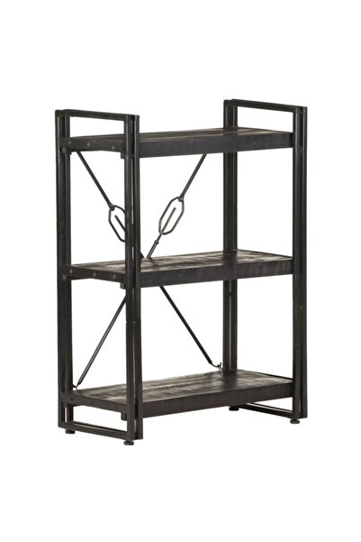 vidaxl Bibliotecă cu 3 rafturi, neagră, 60 x 30 x 80 cm, lemn masiv de mango
