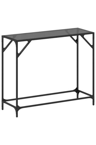 vidaxl Măsuță de cafea, blat din sticlă negră, 98x35x81 cm, oțel