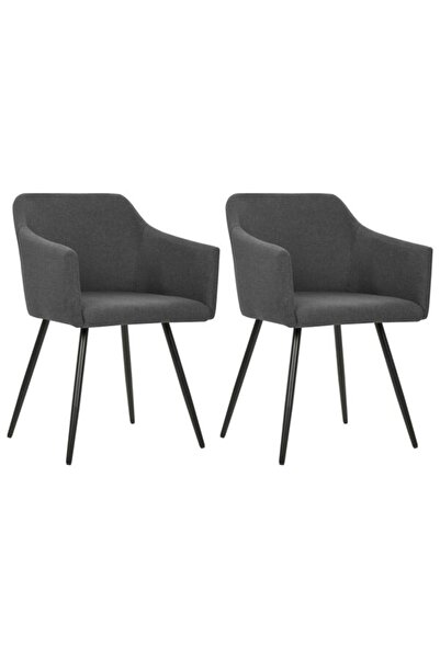 vidaxl Scaune de bucătărie, 2 buc., gri închis, material textil