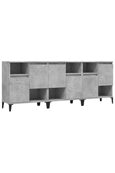 vidaxl Dulapuri, 3 bucăți, gri beton, 60 x 35 x 70 cm, lemn prelucrat