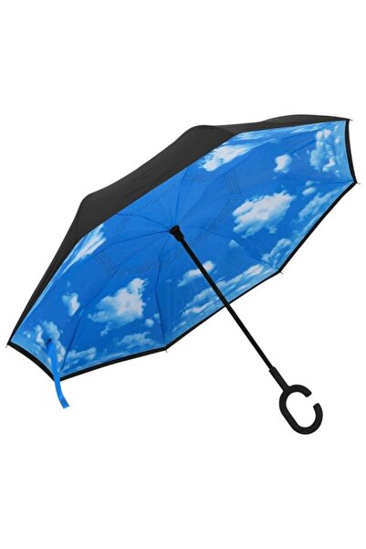 vidaxl Umbrelă cu mâner în formă de C, neagră, 108 cm