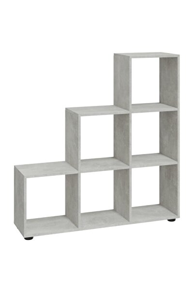 vidaxl Bibliotecă în trepte, gri beton, 107 cm, lemn compozit