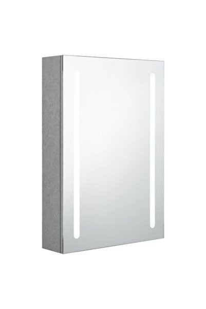 vidaxl Dulap cu oglindă pentru baie cu LED, Gri Beton, 50 x 13 x 70 cm