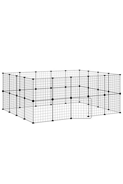 vidaxl Cușcă pentru animale de companie cu ușă, 36 panouri, neagră, 35 x 35 c...