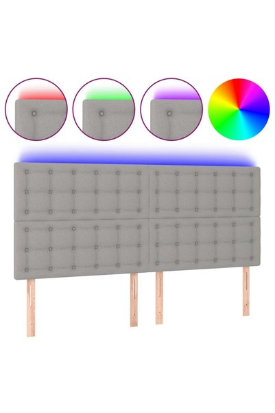 vidaxl Tăblie de pat cu LED, gri deschis, 180x5x118/128 cm, textil