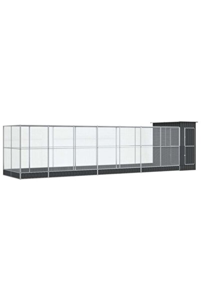 vidaxl Volieră pentru păsări cu extensie, Argintiu, 830 x 203 x 216 cm, Oțel
