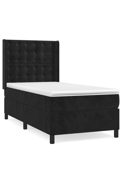 vidaxl Pat boxspring cu saltea, negru, 80 x 200 cm, catifea