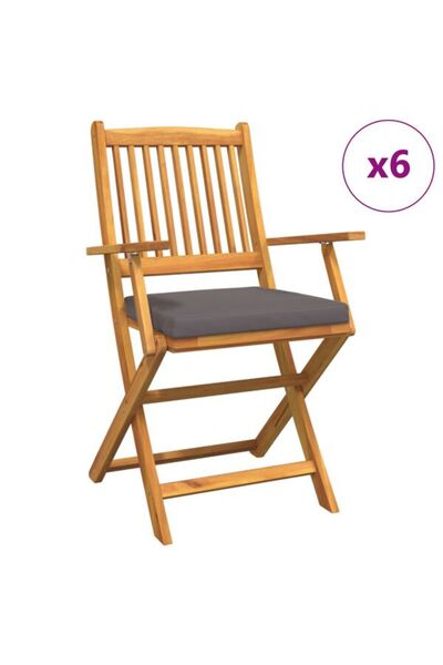 vidaxl Scaun pliant 6 bucăți Gri 49 x 57.5 x 92 cm Lemn masiv de salcâm