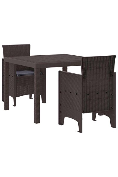 vidaxl Set de masă pentru grădină 3 pcs Maro Polipropilenă