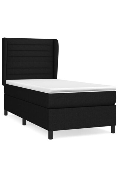 vidaxl Pat boxspring cu saltea, negru, 80 x 200 cm, textil