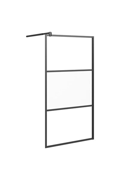 vidaxl Paravan de duș tip walk-in, negru, 100 x 195 cm, sticlă ESG semi-mată