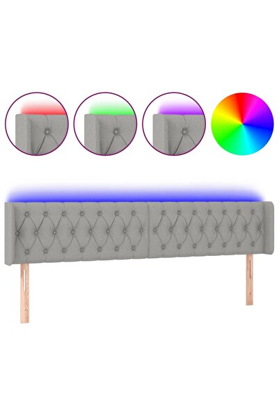 vidaxl Tăblie de pat cu LED, gri deschis, 183x16x78/88 cm, textil
