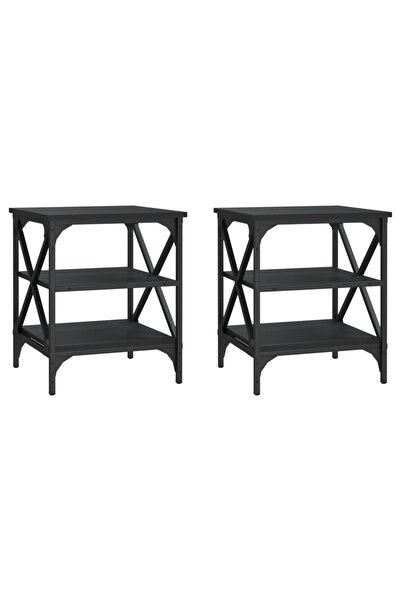 vidaxl Mese laterale, 2 buc., negru, 40x42x50 cm, lemn compozit