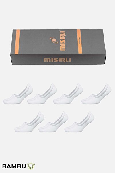 Aytuğ&Mısırlı Mısırlı Unisex Bambu Kutulu 7 Çift Babet Çorap Beyaz