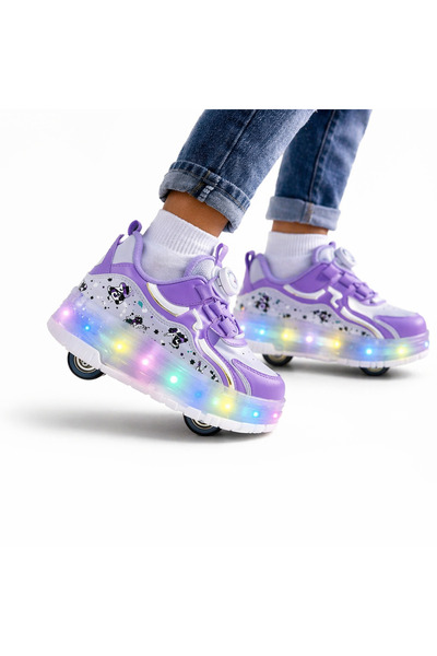 MAJHİ Rocky Patenli Led Işıklı Tekerlekli Tuşlu Kaykay Ayakkabısı Paten Ayakkabı