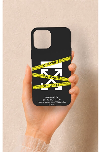 Vip Case iPhone 12 Pro Max Uyumlu Off White Desenli Silikon Kılıf