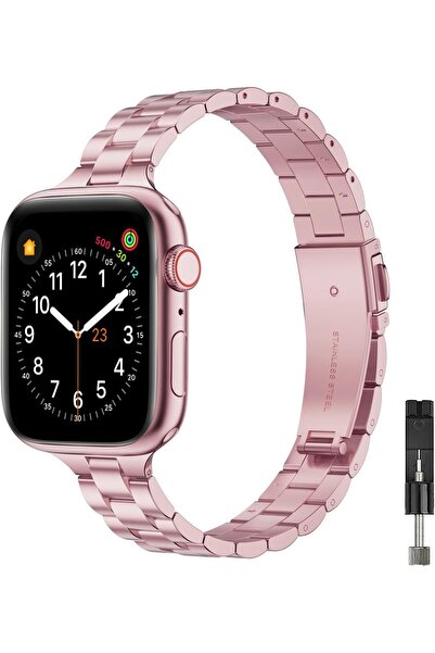 Alstrap Watch 11-10(42mm) 9 8 7(41mm) SE 6 5 4 (40mm) Uyumlu Slim Paslanmaz Ç...