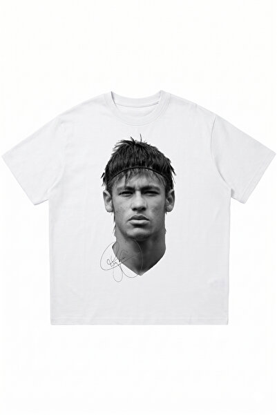 DASH WEAR Retro Brazilian Star Printed White Oversize Crew Neck T-Shirt