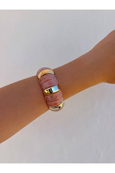 LUMİCOTAKI Turquoise Brown Natural Stone Look Gold Detailed Elastic Flexible ...