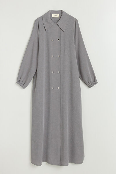 Nihan Plus Size Half Double-Breasted Robe - Gray