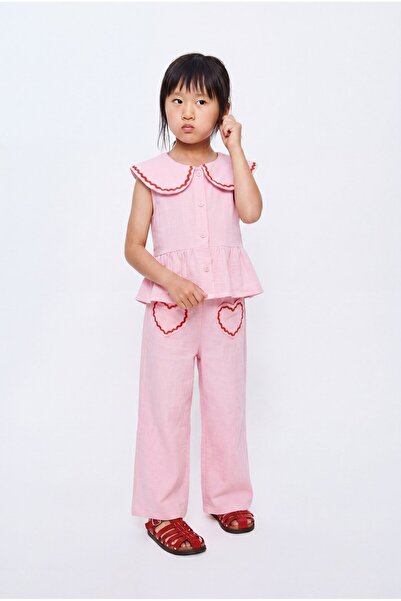 Magu Girl's Pink Heart Pants Set