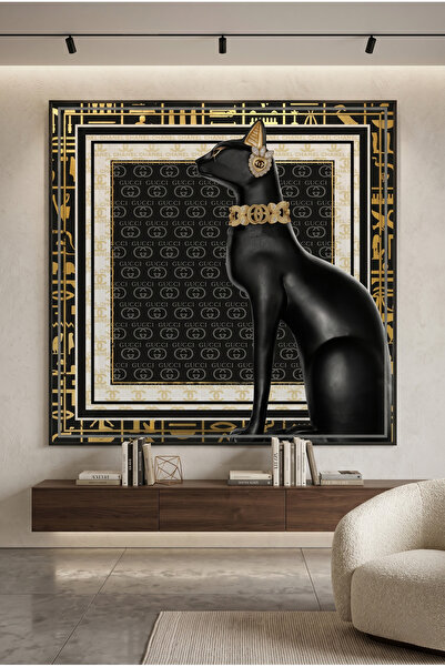 Jasmine Art Egyptian Cat Goddess Abstract Wall Art | Framed Canvas Print with...
