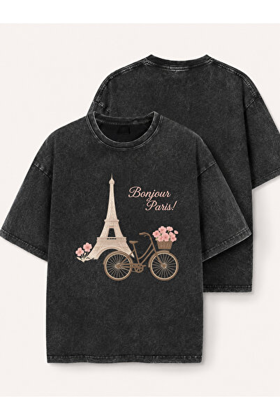Pink Sky Μπλουζάκι Unisex Oversize με εφέ ξεβαμμένου υφάσματος, Vintage Stree...
