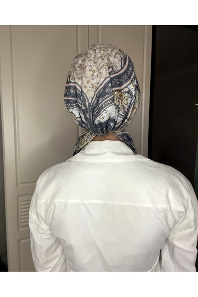 Anatolye Blue Ethnic Pattern Soft Scarf Bonnet - Non-Slip, Anti-Sweat (Non-Slip)