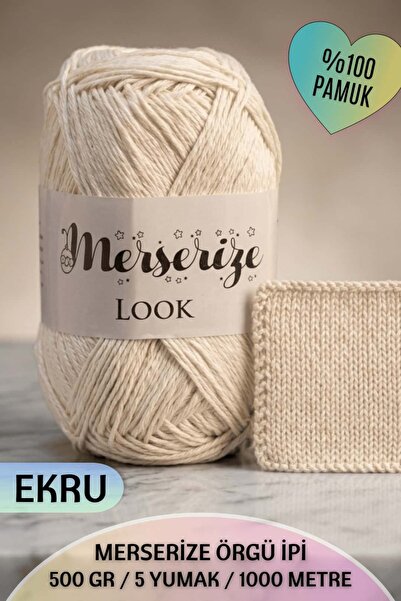 Dantelux Merserize Örgü İpi (5 Yumak / 500 Gram / 1000 Metre) %100 Pamuk - Nm...