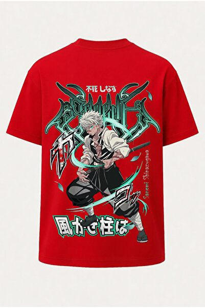nirvoda Tricou Oversize cu imprimeu Wind Hashira Sanemi Demon Slayer - Imprim...