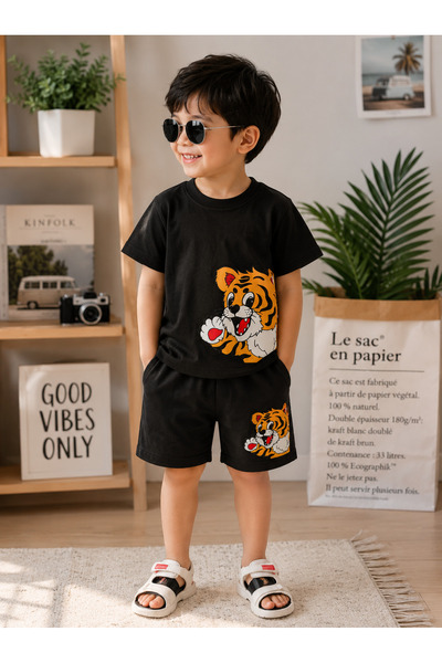 SAINT YUX Cute Lion Printed Top and Bottom Kids Set