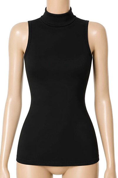 YILDIZ Lycra Zero Sleeve Half Turtleneck Women's Undershirt Black 3-Pack